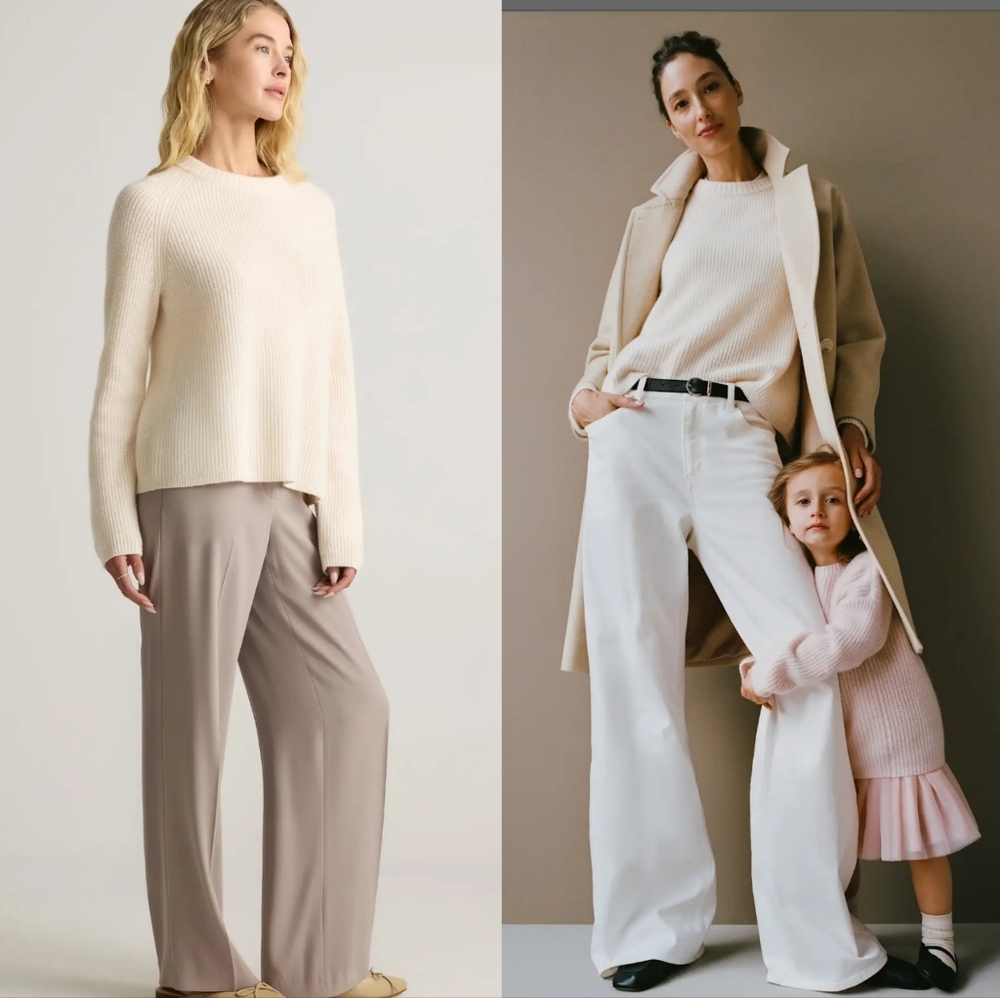 Quince Cream Women's Crew Neck Cashmere  Sweater - Picture 4 of 10